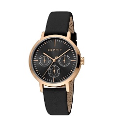 ESPRIT Women Watch, Rose Gold Color Case, Black Di