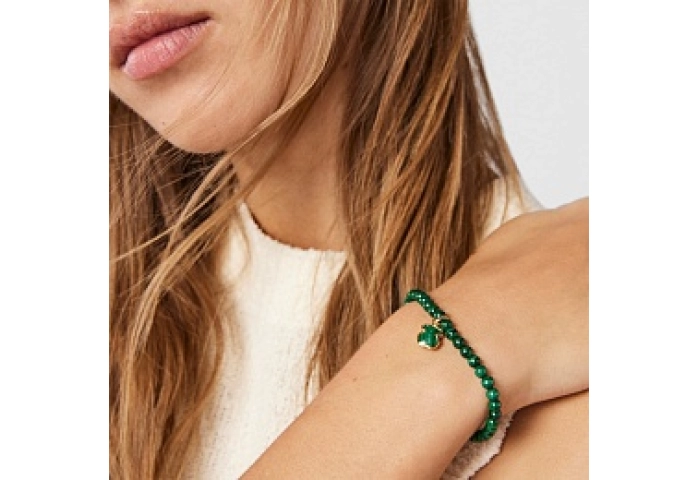 MALACHITES SILVER GOLD PLATED BRACELET