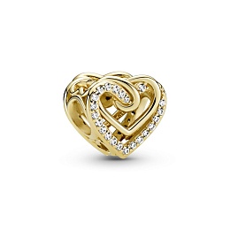 Heart 14k gold-plated charm with clear cubic zirconia/Шарм с чистым кубическим цирконием