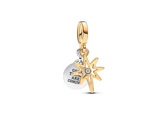 Engravable star sterling silver and 14k gold plate