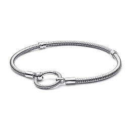 Snake chain sterling silver bracelet and Pandora O