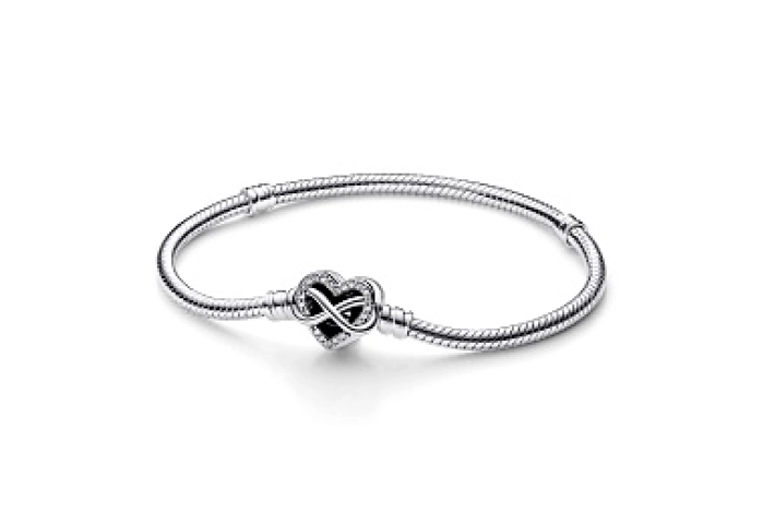 Snake chain sterling silver bracelet with infinity
