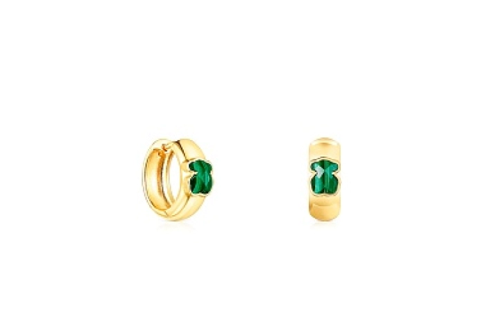 SILVER GOLD PLATED EARRINGS MALACHITE