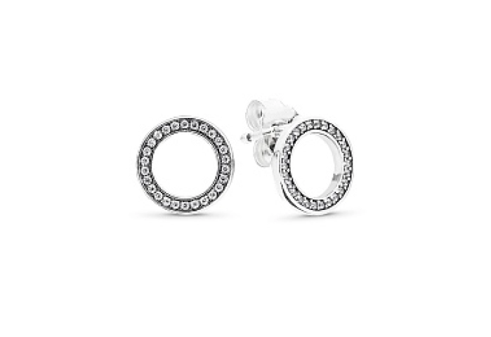 Silver stud earrings with clear cubic zirconia