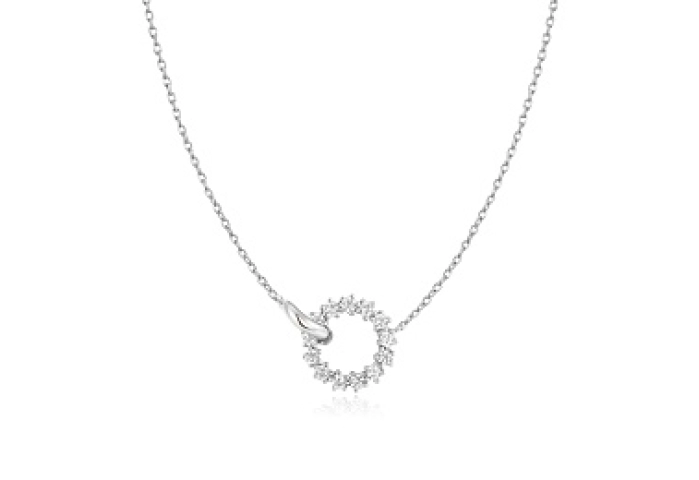 Silver Interlinked Circles Pavé Necklace
