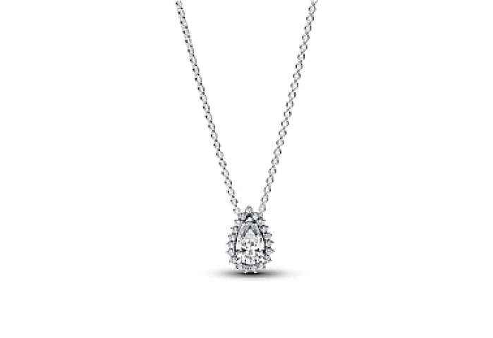 Sterling silver collier with clear cubic zirconia