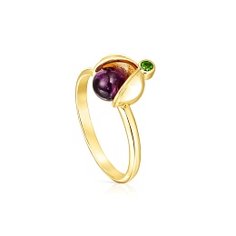 SILVER GOLD PLATED RING GEMSTONES N12