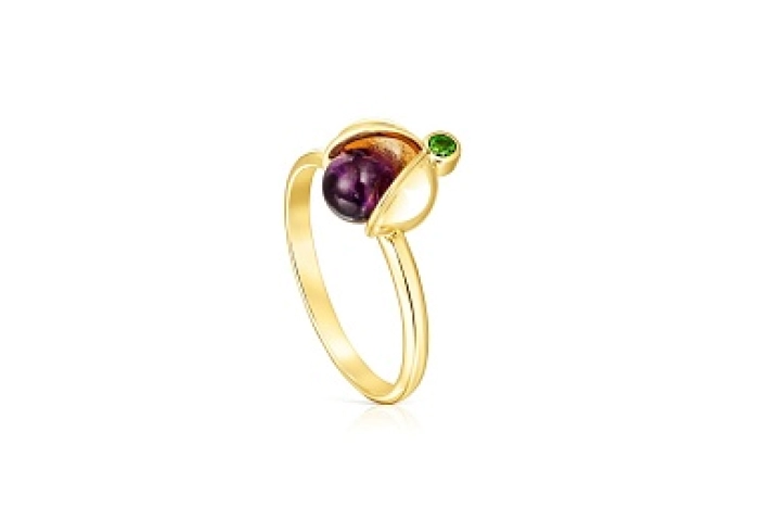 SILVER GOLD PLATED RING GEMSTONES N12