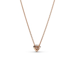 Heart 14k rose gold-plated collier with clear cubi