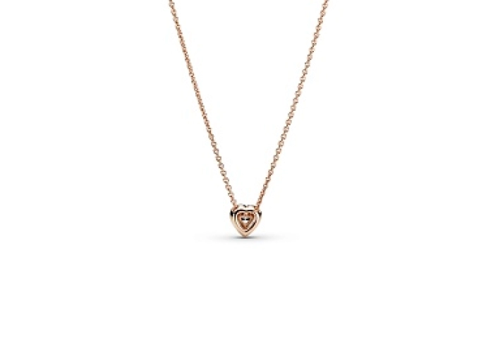 Heart 14k rose gold-plated collier with clear cubi