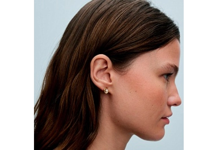14k Gold-plated stud earrings with white treated f