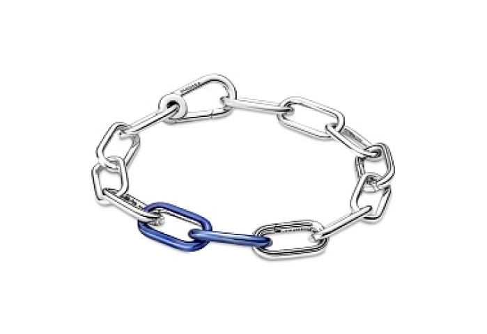 Sterling silver double link with transparentroyal blue enamel /799663C01