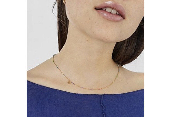 SILVER  GOLD PLATED CHOKER ENAMELED 45CM