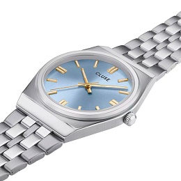 Retro 70's Watch Steel, Light Blue, Silver Colour