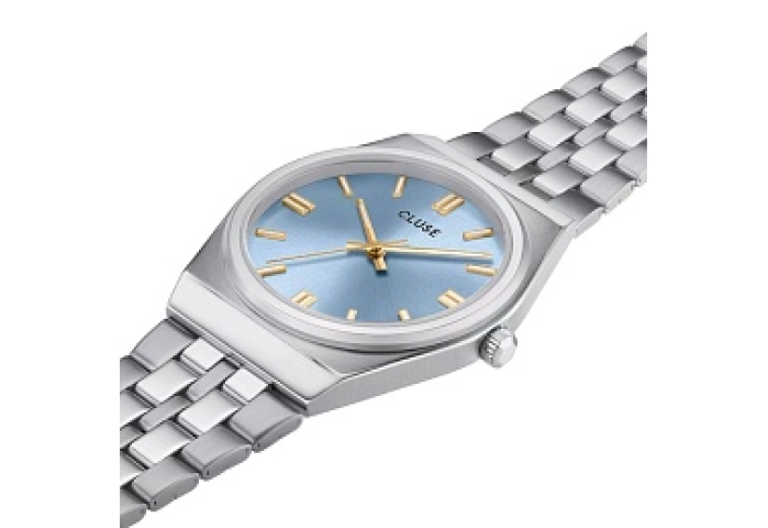 Retro 70's Watch Steel, Light Blue, Silver Colour