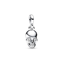 Skull sterling silver mini dangle with clear cubic zirconia