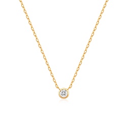 Gold Round Solitaire Cubic Zirconia Necklace