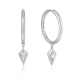 SPARKLE DROP PENDANT HOOP EARRINGS