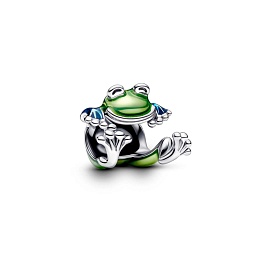 Frog sterling silver charm with transparent blue a