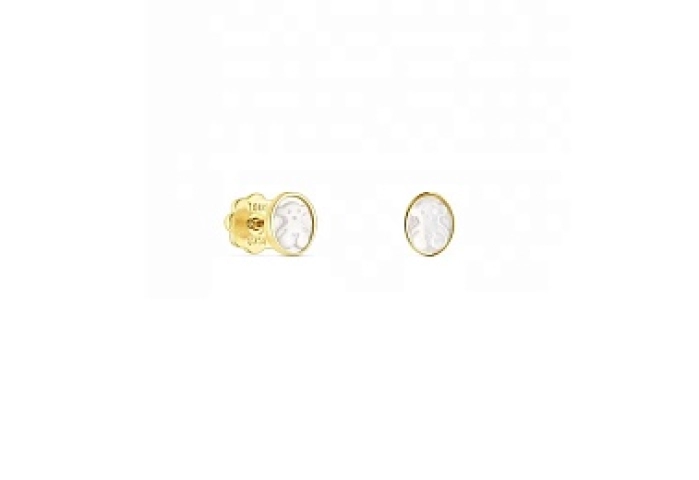 18KT GOLD EARRINGS M.O.P. GEMSTONES
