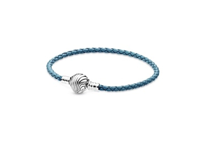 Sterling silver turquoise braided leather braceletand shell clasp