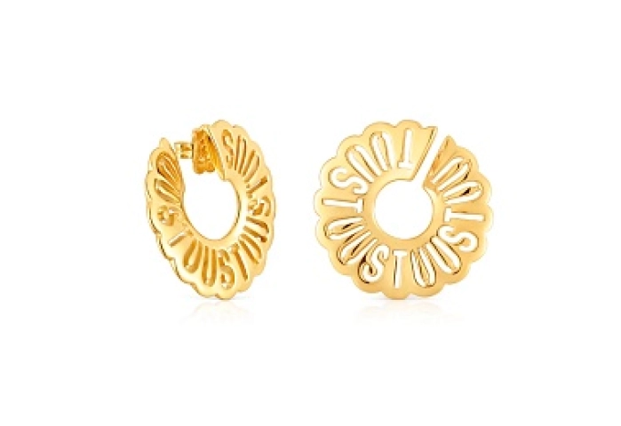SILVER GOLD PLATED HOOP EARRING 33MM