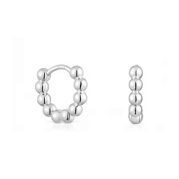 SILVER HOOP EARRINGS BALLS 10MM