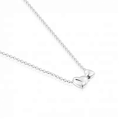 SILVER NECKLACE 2 HEARTS 45CM