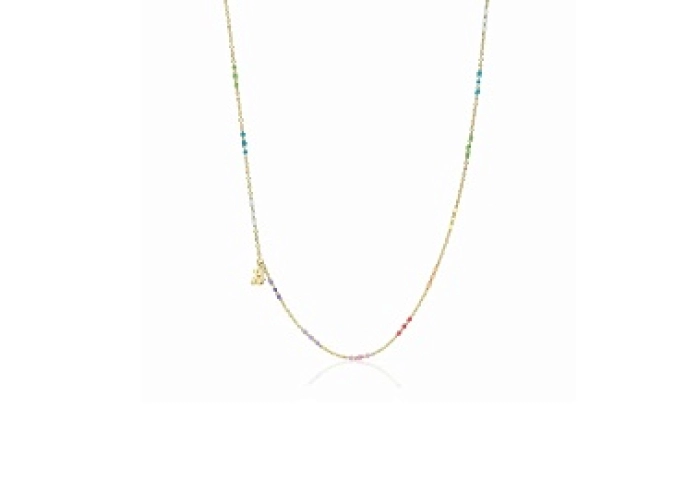 SILVER  GOLD PLATED CHOKER ENAMELED 45CM