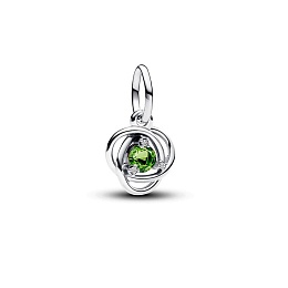 Sterling silver dangle with spring green crystal and clear cubic zirconia