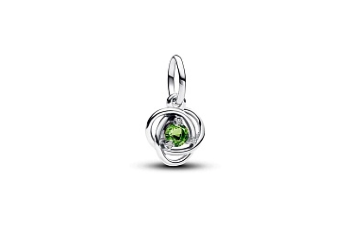 Sterling silver dangle with spring green crystal and clear cubic zirconia
