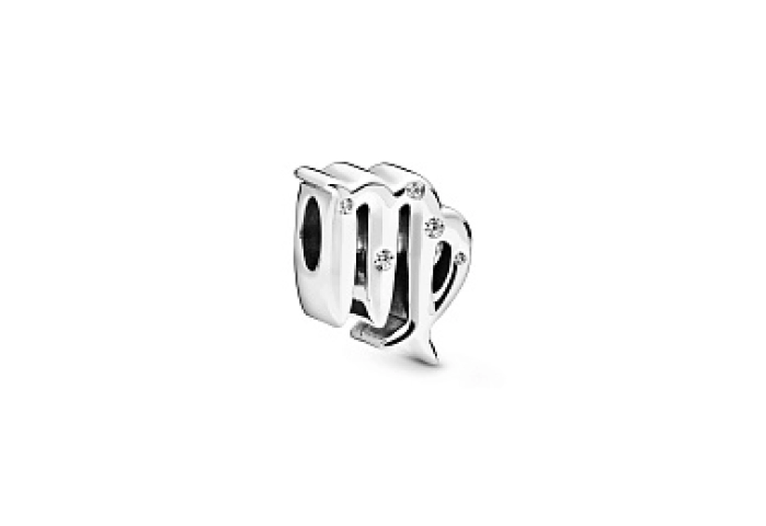 Virgo sterling silver charm with clear cubic zirco