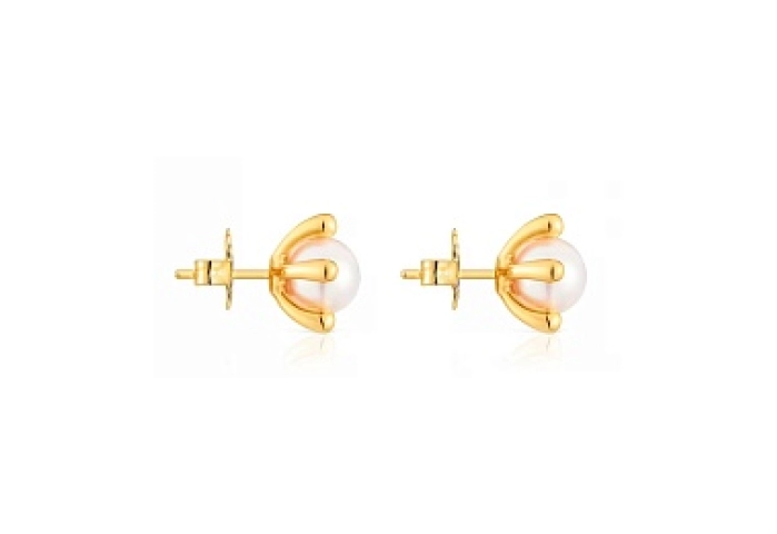 SILVER GOLD PLATED EARRINGS 8MM PEARL