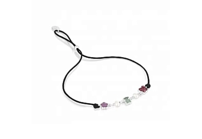 SILVER BRACELETGEMSTONES PEARLS CORD