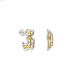 SILVER GOLD PLATED EARRINGS 21MM 2 TONE