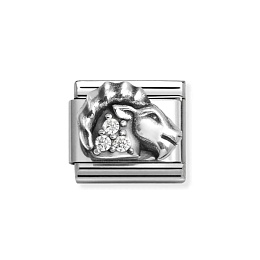 Composable Classic ZODIACO RELIEF acciaio,Capricor