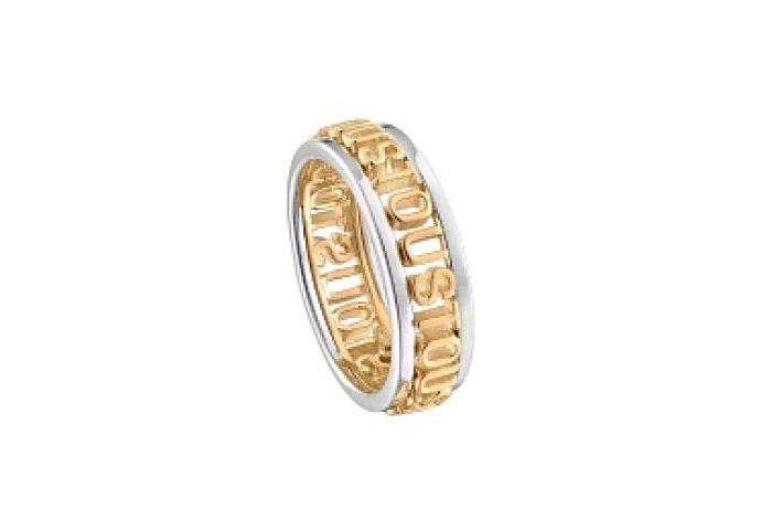 SILVER GOLD PLATED RING BICOLOR LOGO 12