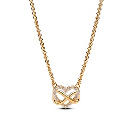 Infinity heart 14k gold-plated necklace with clear