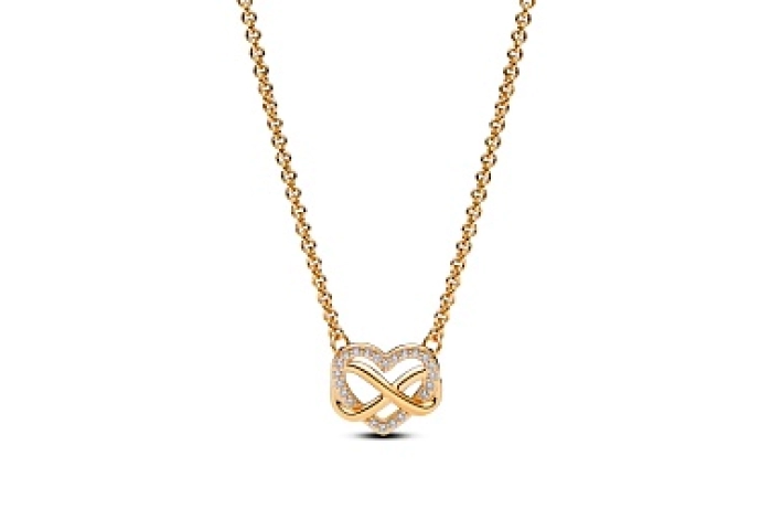 Infinity heart 14k gold-plated necklace with clear