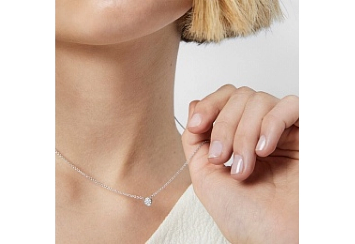 18KT GOLD CHOKER 0.07CT H/SI DIAM CHAIN