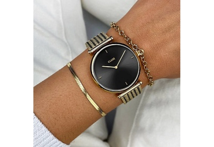 Triomphe Watch Mesh, Black, Gold colour