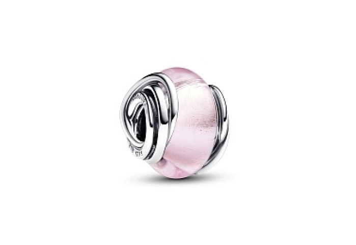 Encircled sterling silver charm with pink Murano g