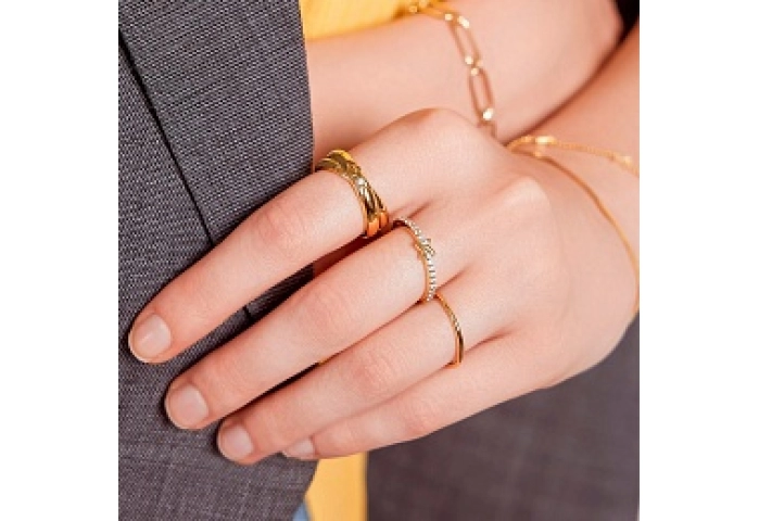 Gold Cross Cubic Zirconia Ring