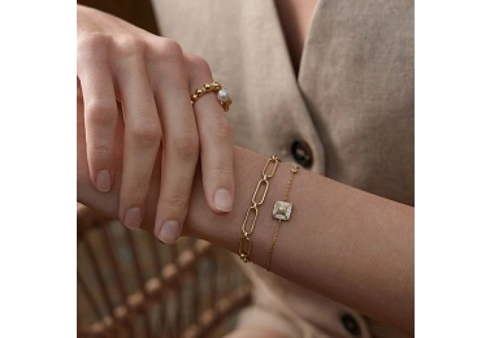 Gold Pearl Pave Bracelet