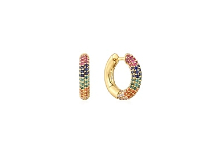 Gold Rainbow Huggie Hoop Earrings