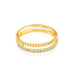 18KT GOLD RING 2 BAND 0,21CT H/SI DIAM