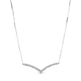 Wishbone silver collier with clear cubic zirconia/Серебряное колье с чистым кубическим цирконием