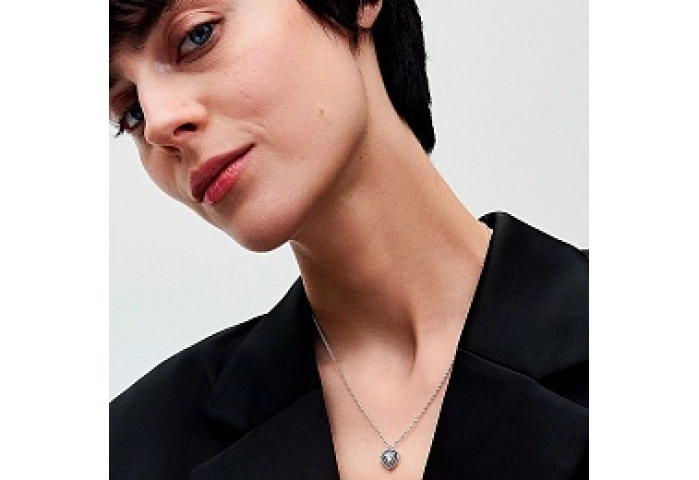 Heart sterling silver collier with clear cubic zir