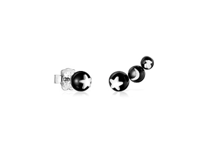 SILVER EARRINGS ONIX GEMSTONES
