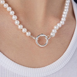 CULTURED PEARL SILVER CHOKER 42CM